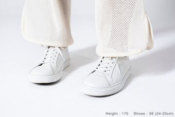 'STANLEY' LACE UP LEATHER SNEAKER (WHITE
 BLACK)-WHITE-42 (27~28cm),WHITE, small image number 23
