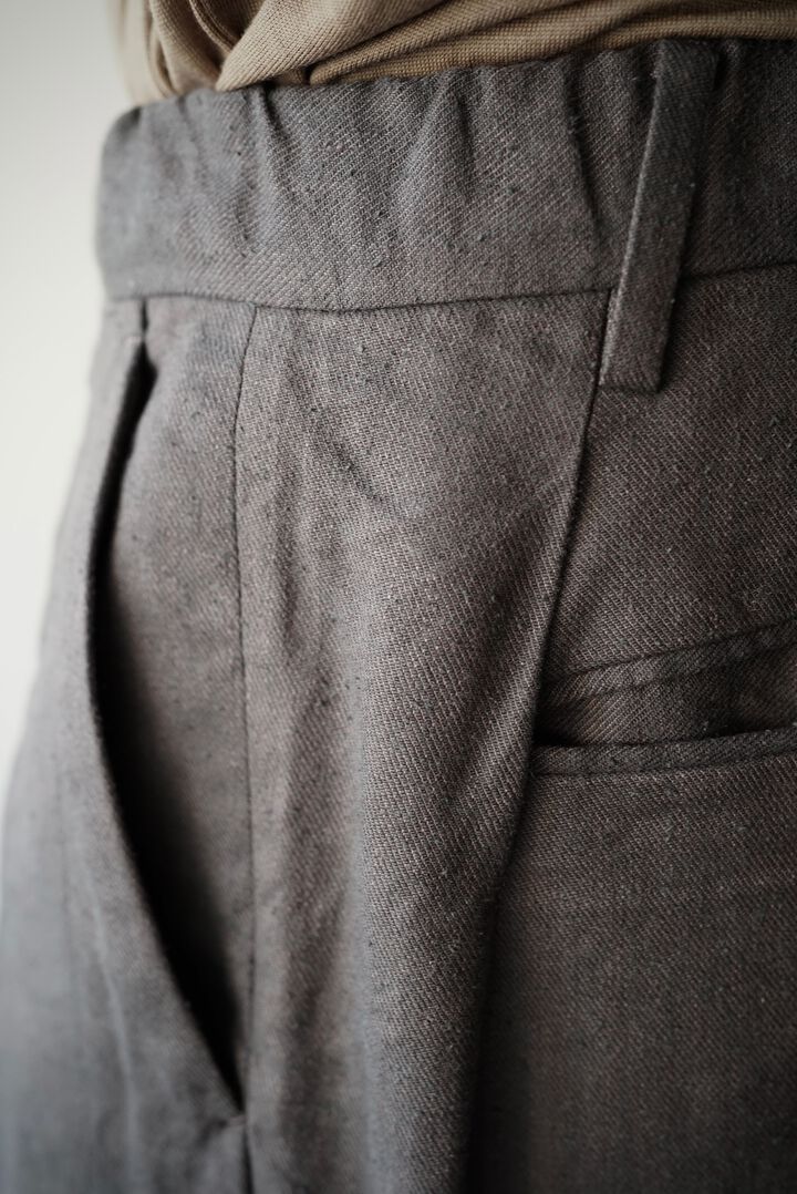 241PT05 Silk/Linen Gaba / W-Tuck Pants,GRAY, medium image number 9