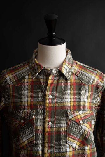 MS006WE Flannel Western Shirt,MUSTARD, small image number 5