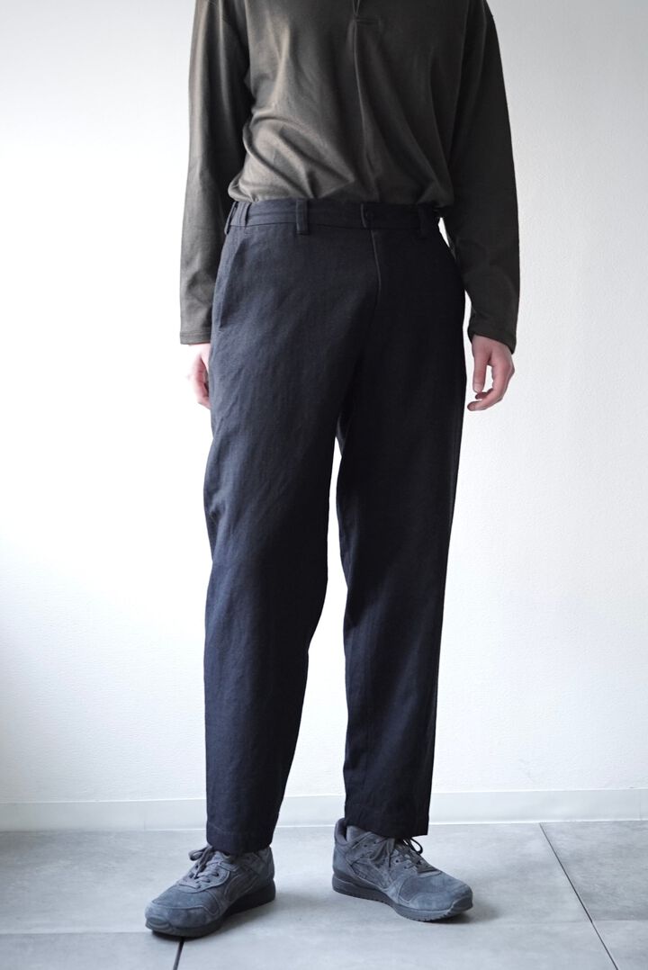 【CAPERTICA】CAP706PT18 Washable Wool Gaba / Loosey Trousers,BLACK NAVY, medium image number 0