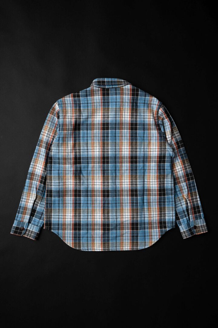 MS001E Check Flannel Shirt,BLUE, medium image number 1