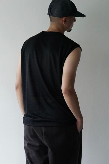 【CAPERTICA】CAP707CS05 Feather Linen Jersey / Loosey Tank_Top,BLACK, small image number 2