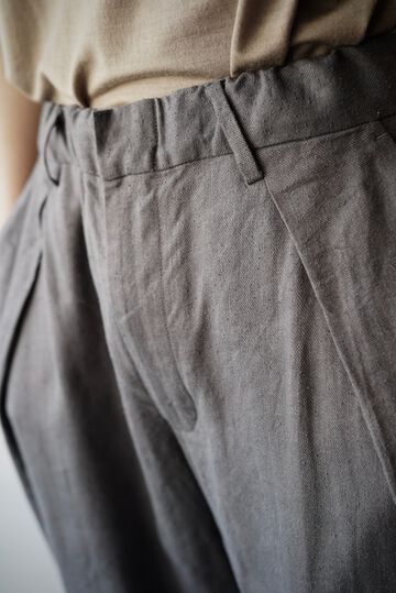 241PT05 Silk/Linen Gaba / W-Tuck Pants,GRAY, small image number 7