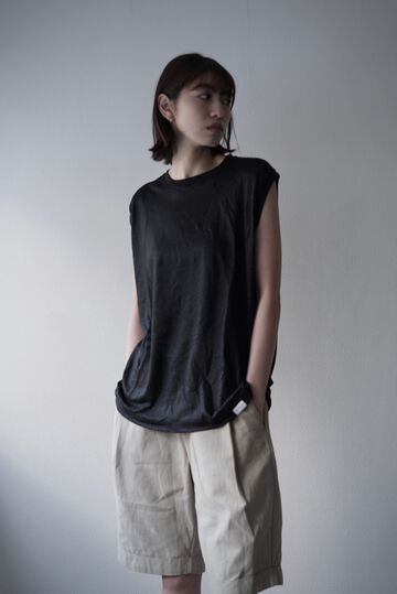【CAPERTICA】CAP707CS05 Feather Linen Jersey / Loosey Tank_Top,BLACK, small image number 4