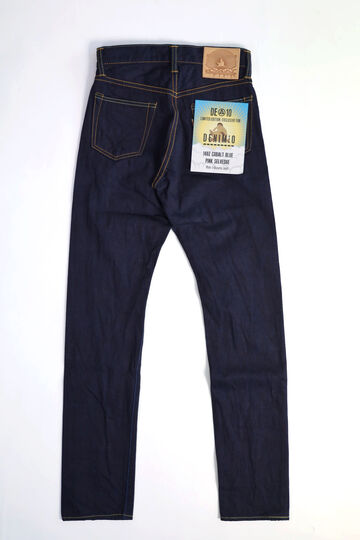 DE010 MOMOTARO JEANS × DENIMIO COLLAB MODEL 14OZ COBALT BLUE WITH PINK SELVEDGE NATURAL TAPERED,, small image number 2