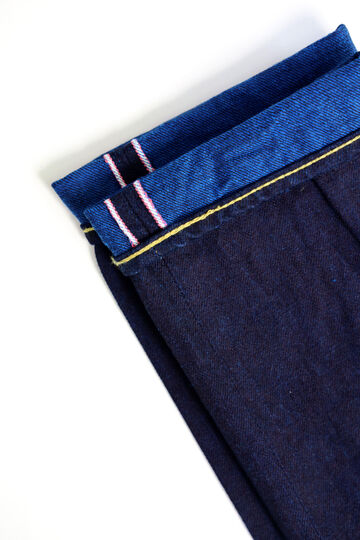 DE010 MOMOTARO JEANS × DENIMIO COLLAB MODEL 14OZ COBALT BLUE WITH PINK SELVEDGE NATURAL TAPERED,, small image number 8