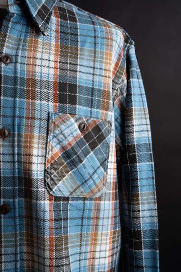 MS001E Check Flannel Shirt,BLUE, small image number 9