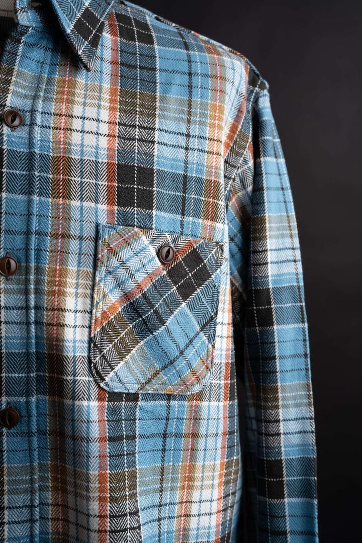 MS001E Check Flannel Shirt,BLUE, medium image number 9