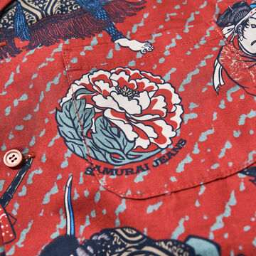SSA24-02 Samurai Hawaiian Shirts,RED, small image number 3