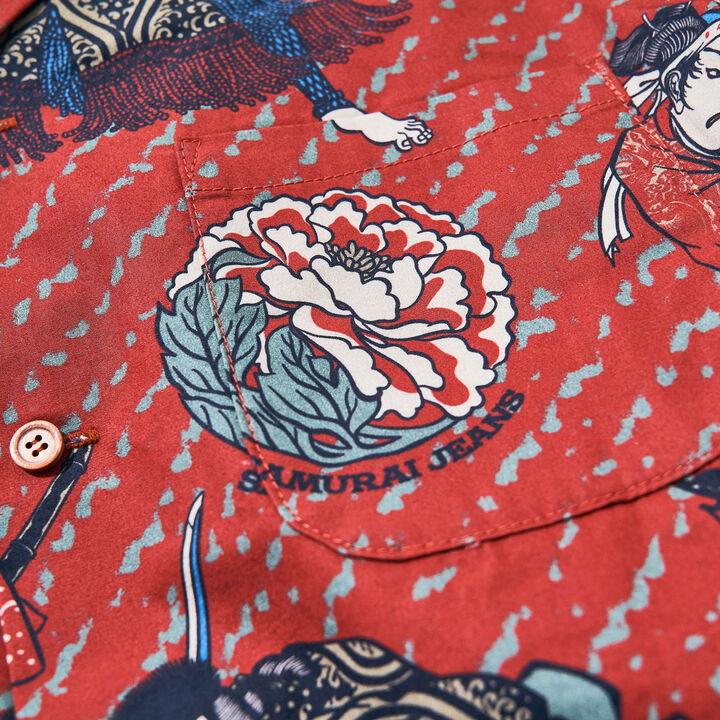 SSA24-02 Samurai Hawaiian Shirts,RED, medium image number 3