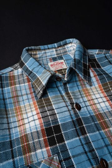 MS001E Check Flannel Shirt,BLUE, small image number 3