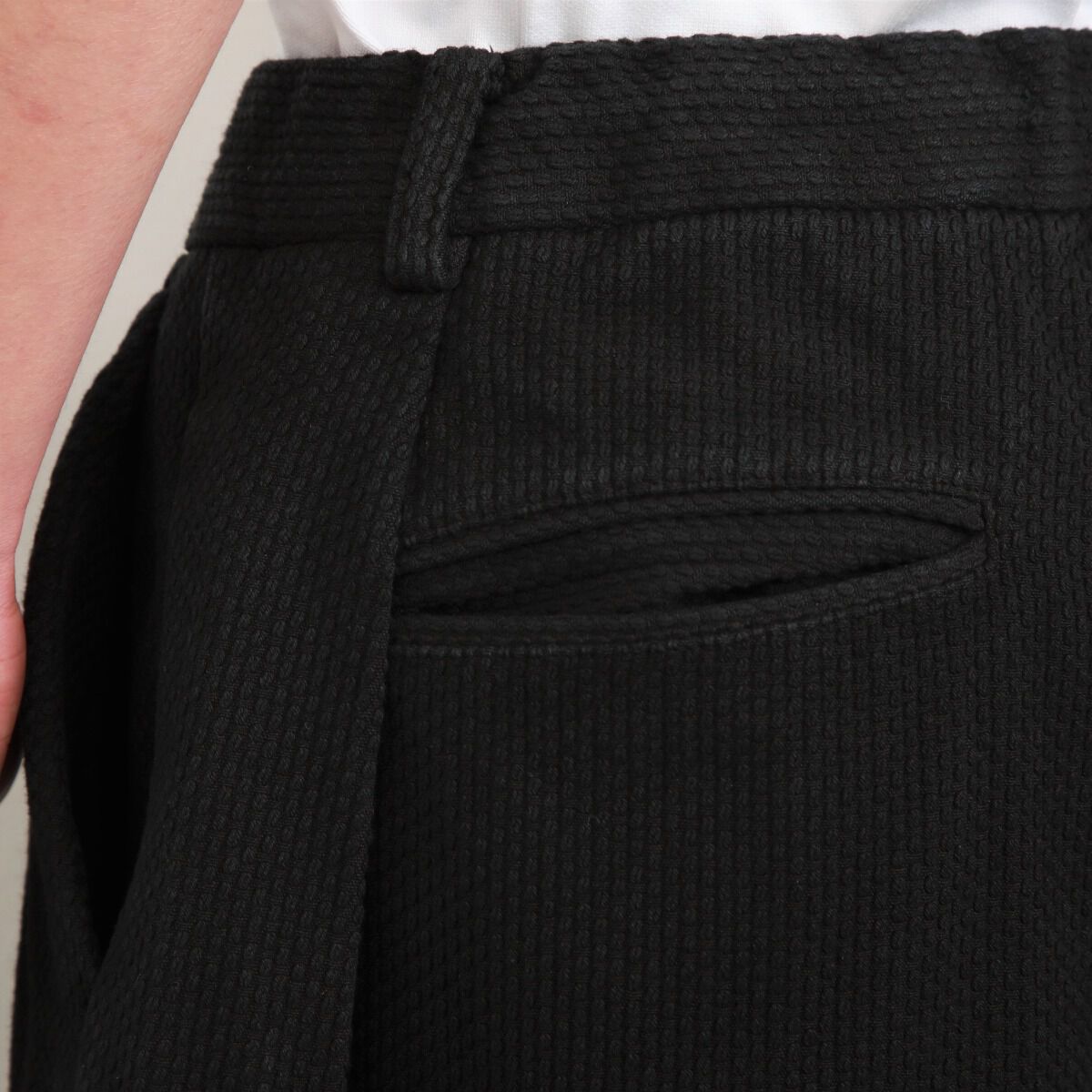 182PT02 Sashiko W-Tuck Pants（BLACK）