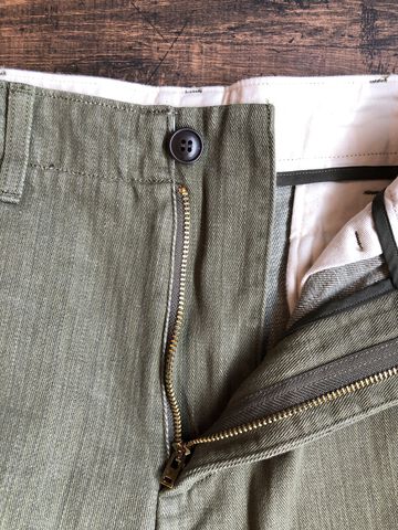 MXPT1016 10.5oz selvedge green denim trousers,OLIVE DRAB, small image number 2