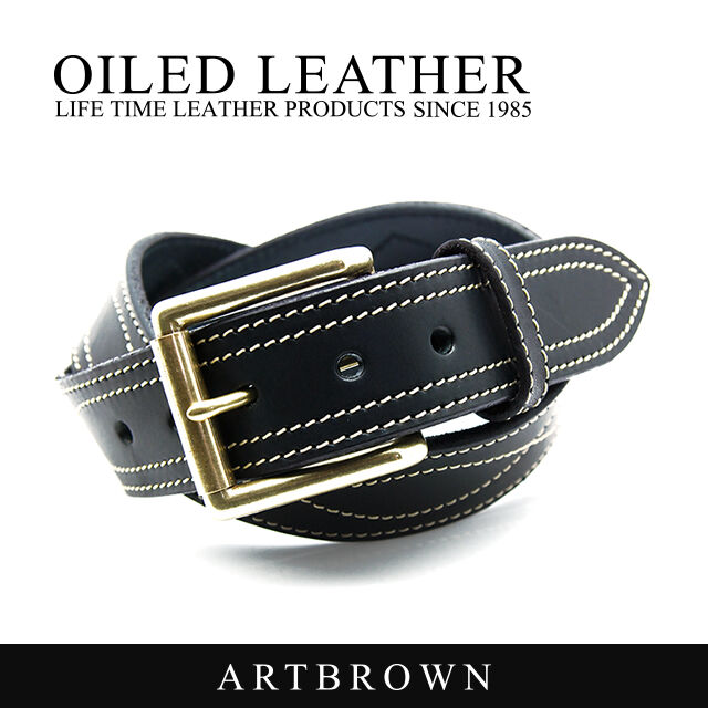 OGB40030AB Tochigi leather leather men's belt 40mm width Western 