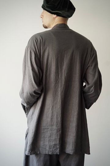 233SH25 Silk/Linen Gaba / Cardigan Shirts,BLACK, small image number 14