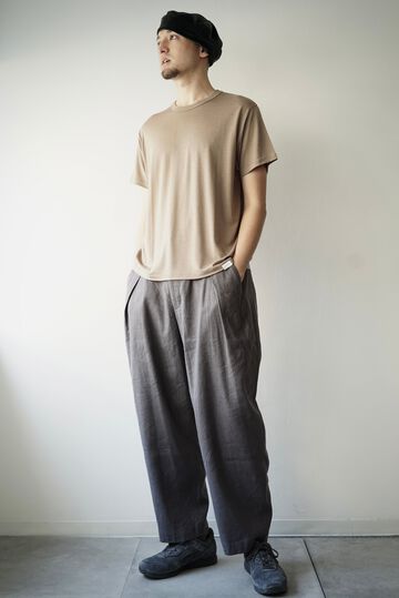 241PT05 Silk/Linen Gaba / W-Tuck Pants,GRAY, small image number 5