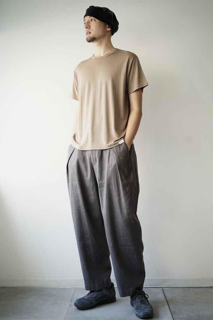 241PT05 Silk/Linen Gaba / W-Tuck Pants,GRAY, medium image number 5