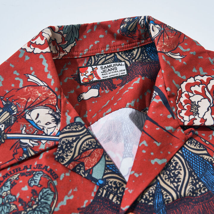 SSA24-02 Samurai Hawaiian Shirts,RED, medium image number 1
