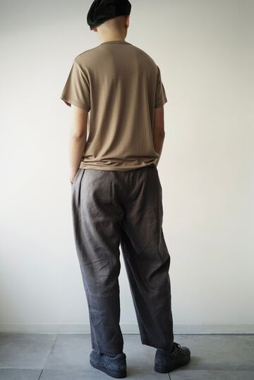 241PT05 Silk/Linen Gaba / W-Tuck Pants,GRAY, small image number 2