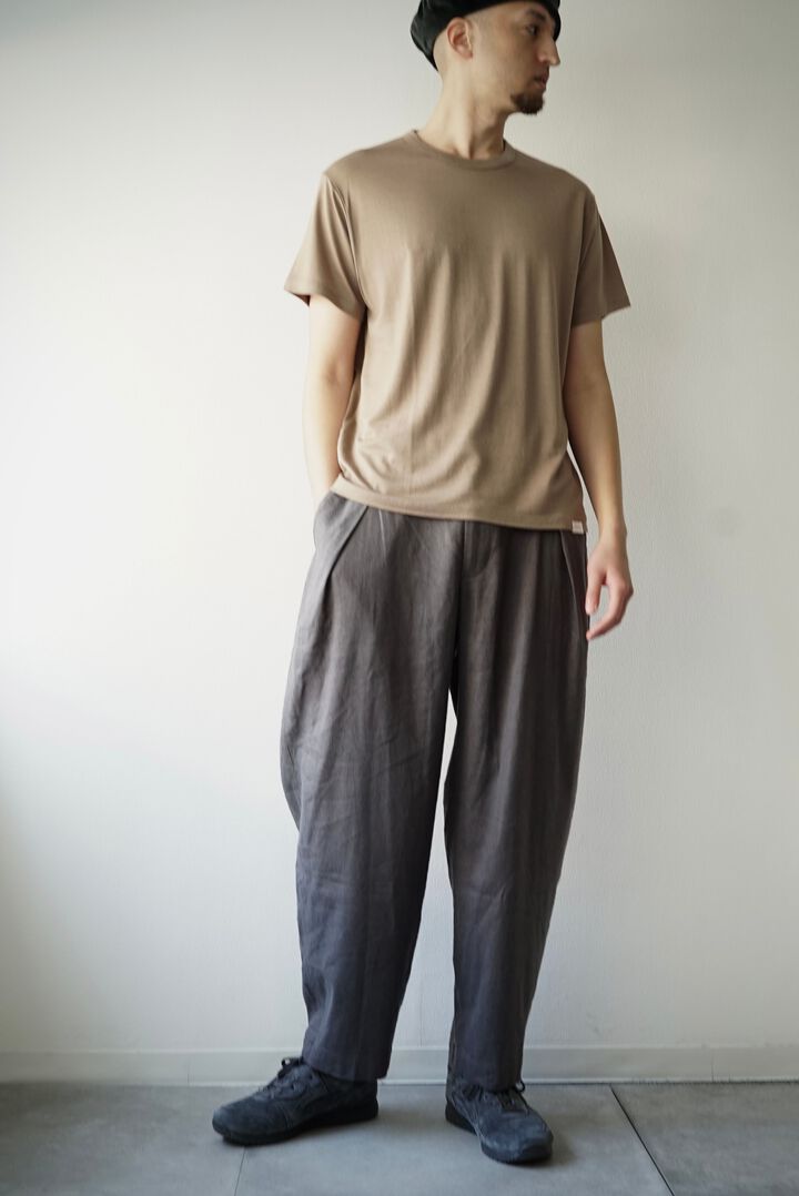 241PT05 Silk/Linen Gaba / W-Tuck Pants,GRAY, medium image number 4