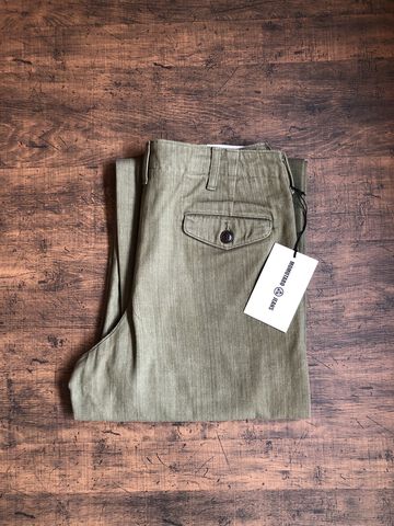 MXPT1016 10.5oz selvedge green denim trousers,OLIVE DRAB, small image number 0