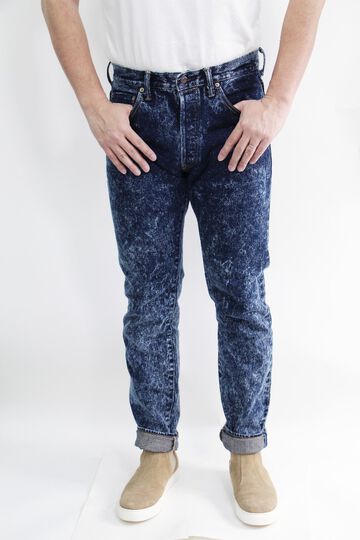 N1105AWHT 16.5oz Natural Indigo Acid Wash High Rise Tapered Jeans-One Washed-36,, small image number 0