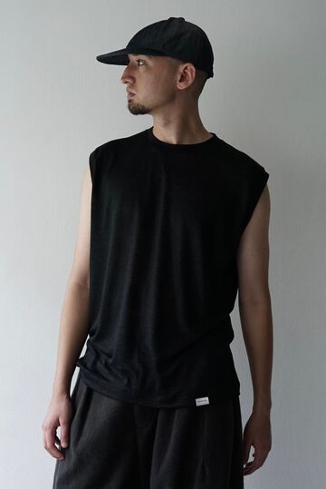 【CAPERTICA】CAP707CS05 Feather Linen Jersey / Loosey Tank_Top,BLACK, small image number 0