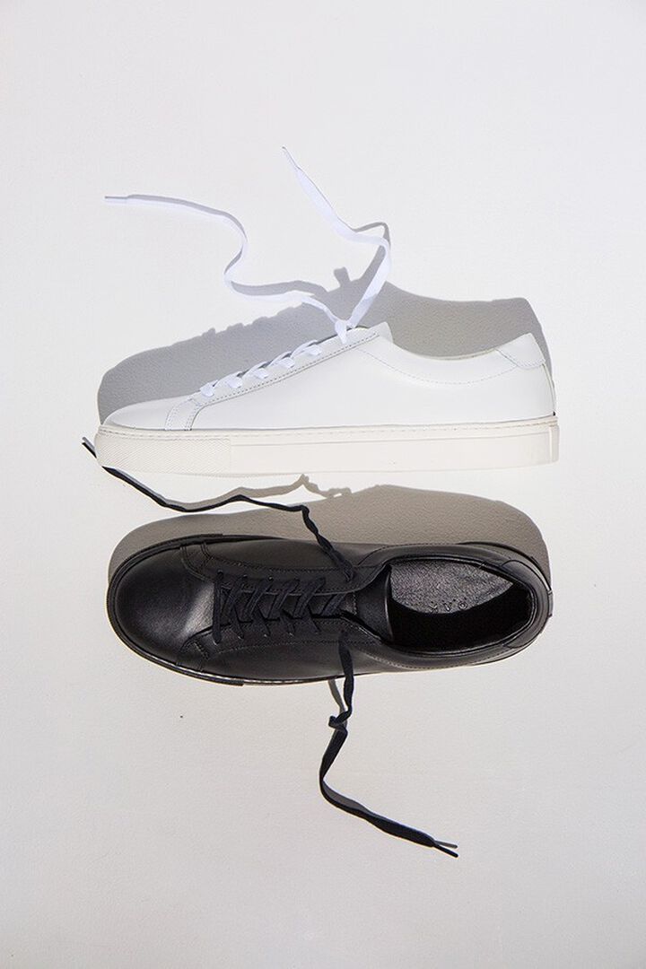 "STANLEY" LACE UP LEATHER SNEAKER (WHITE, BLACK)-WHITE-42 (27~28cm),WHITE, medium image number 5