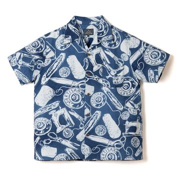 【Pre-order】5722 Indigo Discharge Aloha Shirt,INDIGO, small image number 0