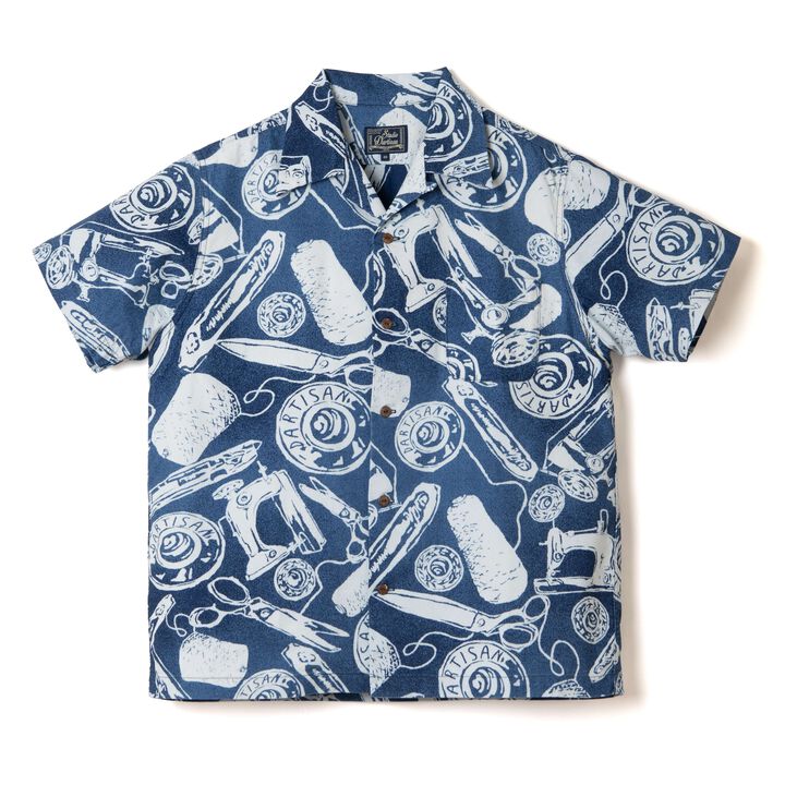 【Pre-order】5722 Indigo Discharge Aloha Shirt,INDIGO, medium image number 0