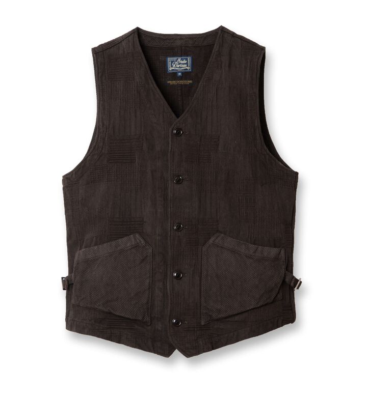 【Pre-order】4605 Amami Mud Dyed Jacquard Vest,BROWN, medium image number 2