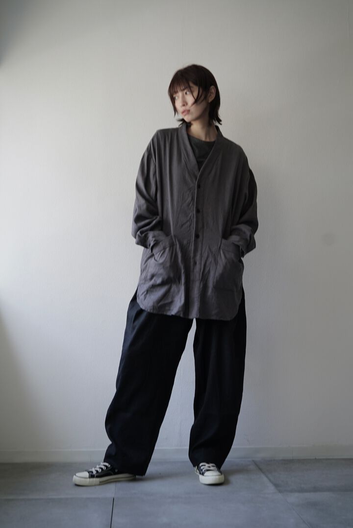 233SH25 Silk/Linen Gaba / Cardigan Shirts,BLACK, medium image number 19