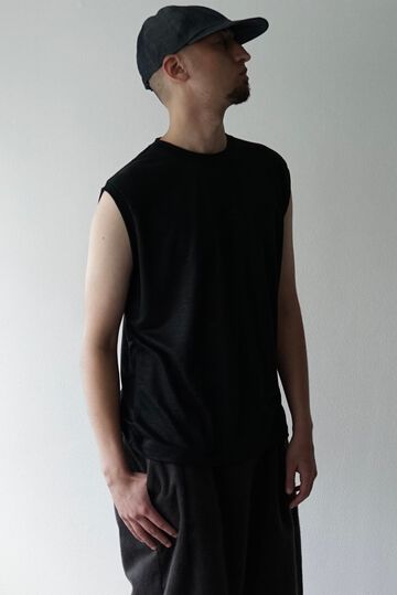 【CAPERTICA】CAP707CS05 Feather Linen Jersey / Loosey Tank_Top,BLACK, small image number 1