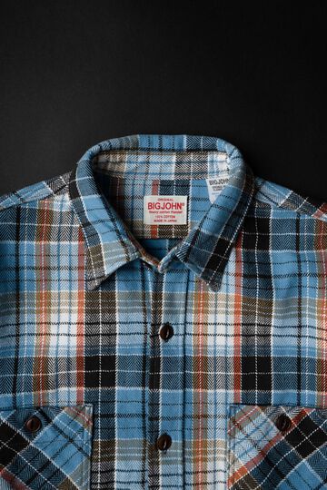 MS001E Check Flannel Shirt,BLUE, small image number 2