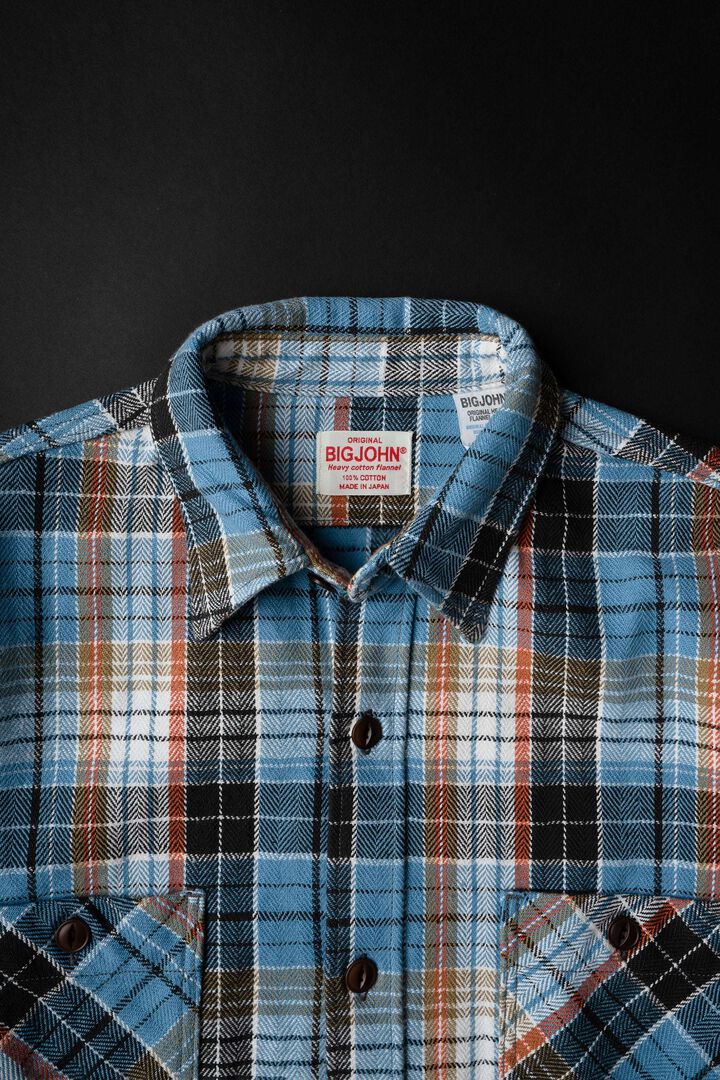 MS001E Check Flannel Shirt,BLUE, medium image number 2