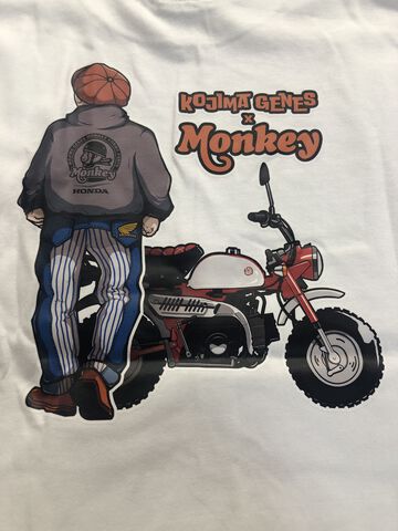 RNB-6551WT HONDA MONKEY COMBO T-SHIRT WHITE INDIGO × HICKORY,WHITE, small image number 4