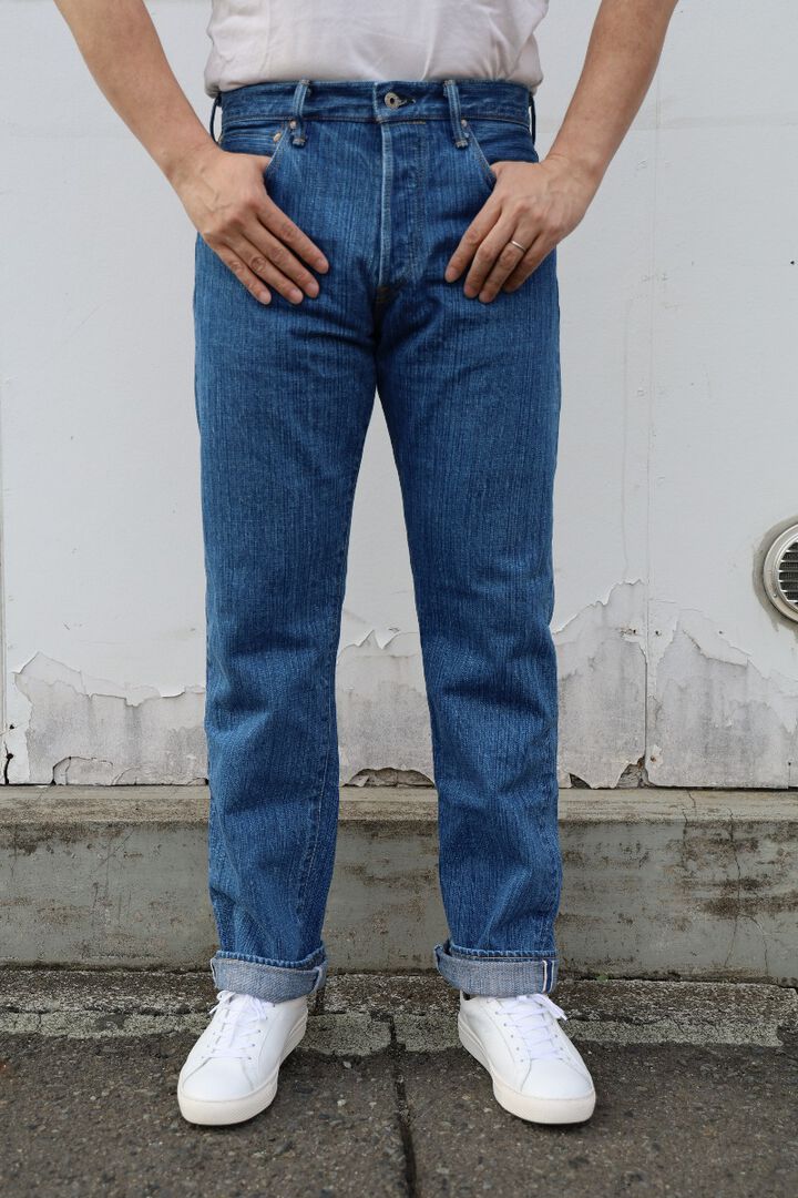 Indigo Vintage Wash Foldover Waistband Jeans