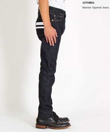 15THB01 15.7oz Deep Blue Broken Selvedge Denim Narrow Tapered Jeans-One Washed-42,, small image number 3