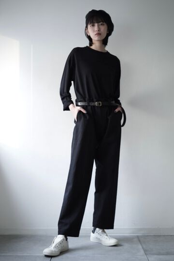 【CAPERTICA】CAP706PT18 Washable Wool Gaba / Loosey Trousers,BLACK NAVY, small image number 6