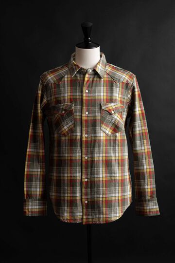 MS006WE Flannel Western Shirt,MUSTARD, small image number 4