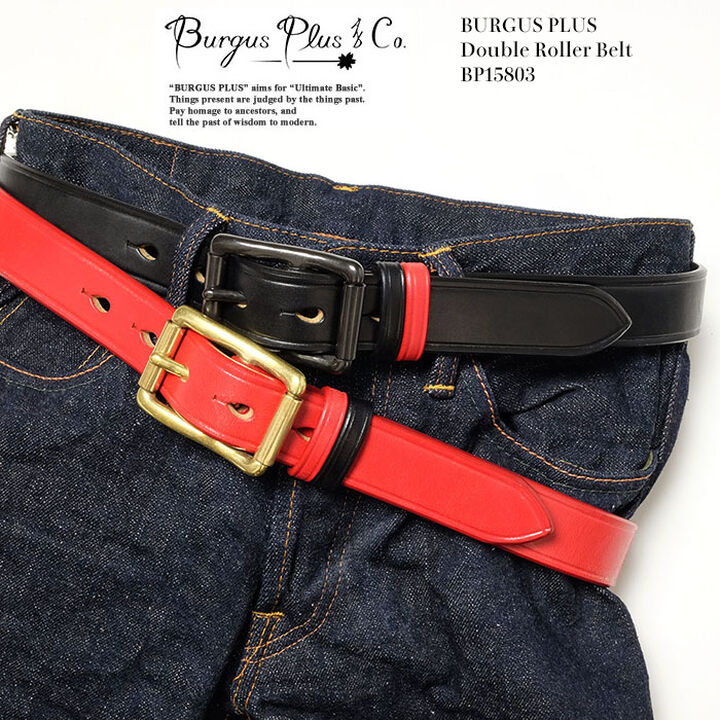 Burgus Plus BP15803 Single Double Roller 33mm Leather Belt (Beige, green),GREEN, medium image number 0