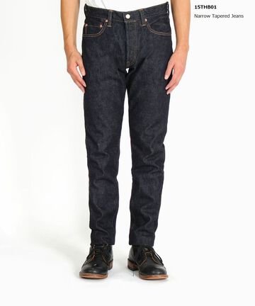 15THB01 15.7oz Deep Blue Broken Selvedge Denim Narrow Tapered Jeans-One Washed-42,, small image number 1