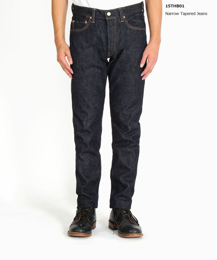 15THB01 15.7oz Deep Blue Broken Selvedge Denim Narrow Tapered Jeans-One Washed-42,, medium image number 1