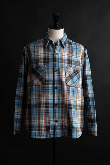 MS001E Check Flannel Shirt,BLUE, small image number 7