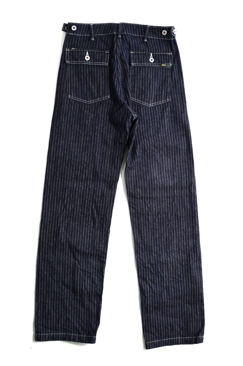 ONI207-HJS Drop-Needle Stiching Jacguard Stripe Denim Baker Pants-One  Wash-36
