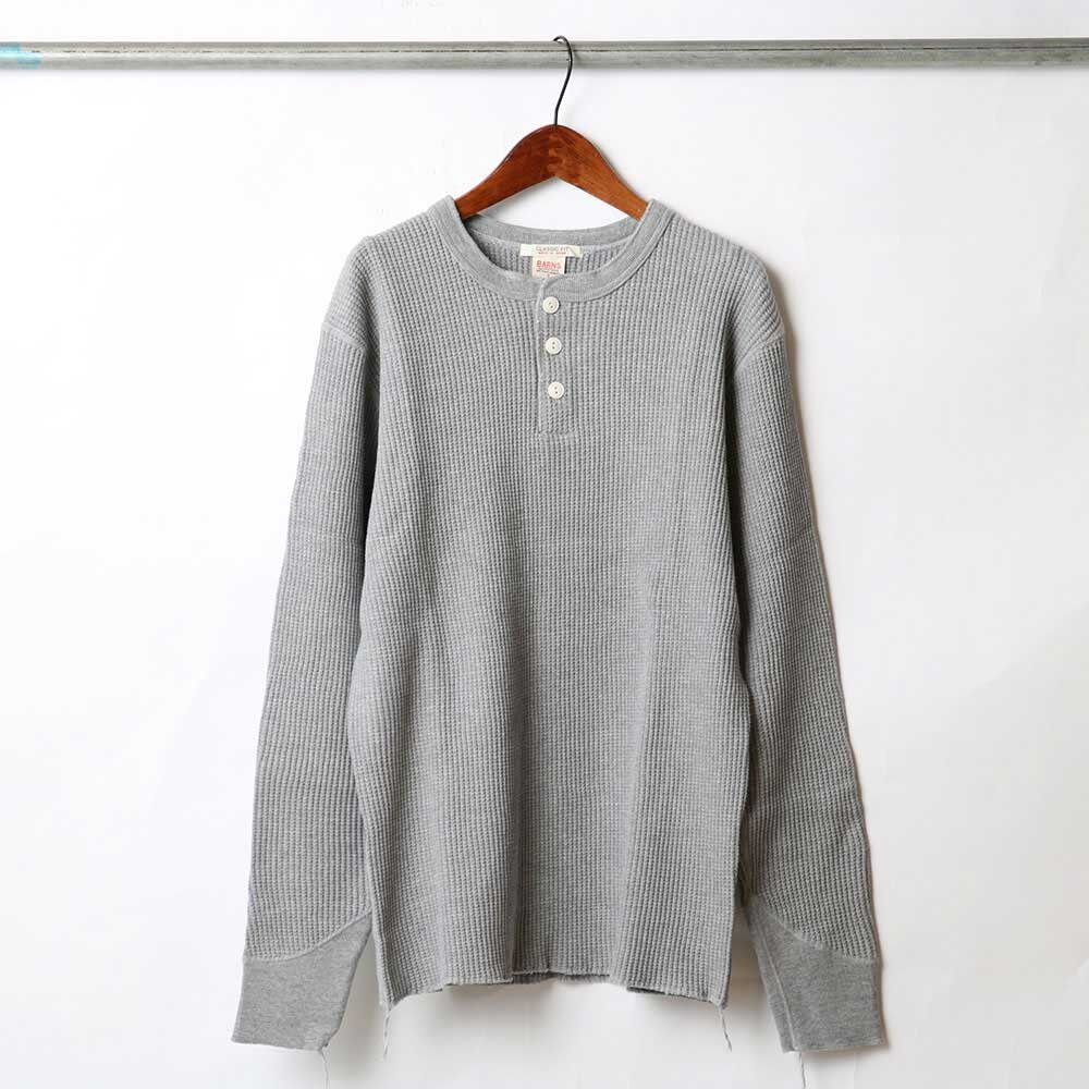 br-3051 big waffle thermal vintage long sleeve henly neck tee shirts