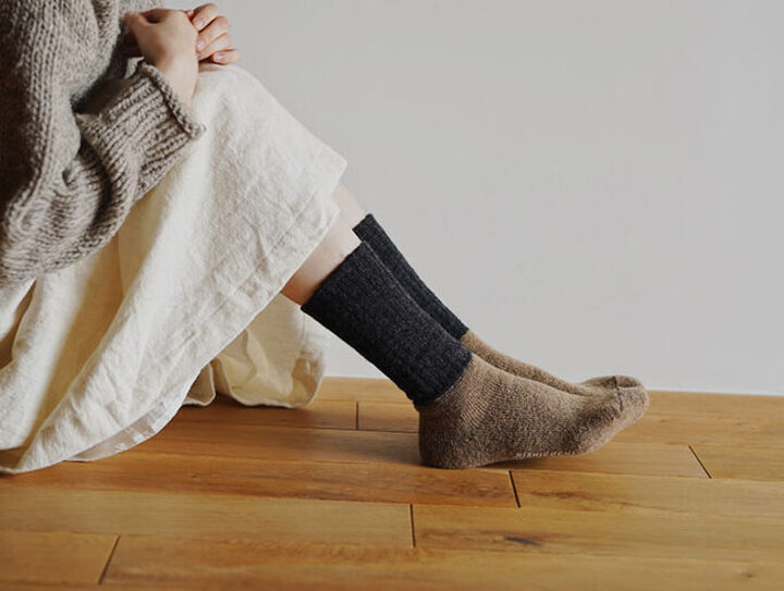 NK0207 Women's Mohair Wool Pile Socks S-SNOW NAVY,SNOW NAVY, medium image number 0