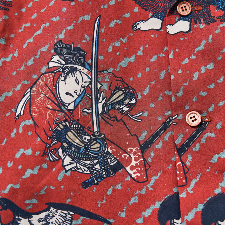SSA24-02 Samurai Hawaiian Shirts,RED, medium image number 2