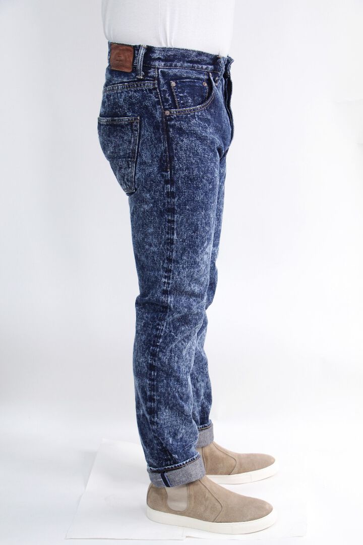N1105AWHT 16.5oz Natural Indigo Acid Wash High Rise Tapered Jeans-One Washed-36,, medium image number 2