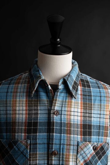 MS001E Check Flannel Shirt,BLUE, small image number 8